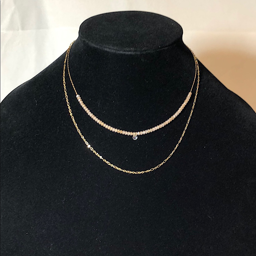 A New Day Gold 2 Row Cubic Zirconium Layer Necklac 13$